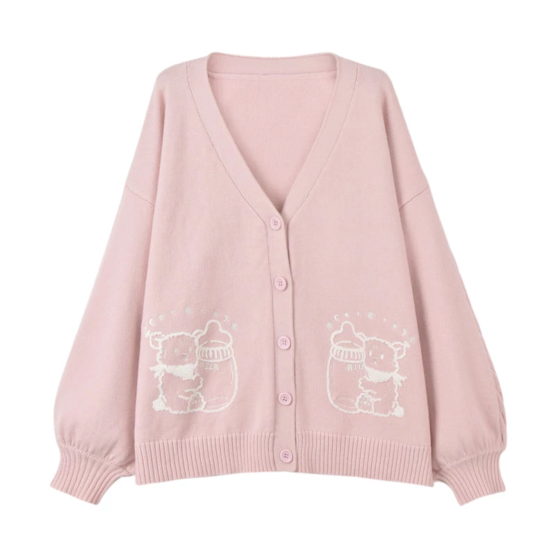 Juwas Kawaii Milk Bear Print Pastel Cardigan NEW ARRIVAL 9 Juwas Kawaii Milk Bear Print Pastel Cardigan NEW ARRIVAL