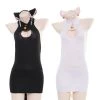 Juwas Sexy Bodycon Lucky Cat Onesie Dress CLOTHING