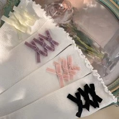 Juwas Velvet Bowknots Cotton Lolita Stockings NEW ARRIVAL