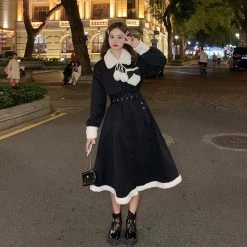 Juwas NEW ARRIVAL Classic PomPom Under Fur Winter Dress