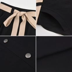 Juwas Black Ribbon Button Up Maxi Skirt