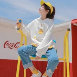 Juwas.com Online Store Sweet Korean Duck Loose Hoodie Matching Best Friends