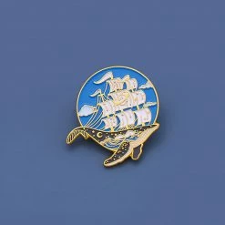 Juwas Cool Big Blue Whale Mini Brooch Pin