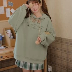 Juwas Japanese Kawaii Green Checkered School Skirt CLOTHING
