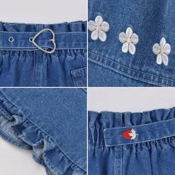 Juwas Heart Buckled Denim Shorts NEW ARRIVAL