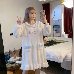 Juwas White Rabbit Plush Night Dress NEW ARRIVAL