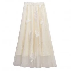 Juwas NEW ARRIVAL Vintage Apricot Lace Maxi Skirt