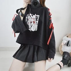 -Juwas NEW ARRIVAL Gothic Fox Lacing Hoodie