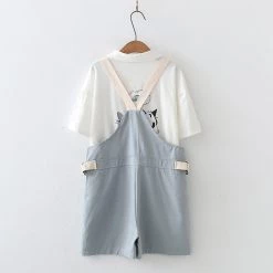 Juwas NEW ARRIVAL Moon Rabbit Print Shorts Overall