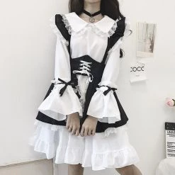 Juwas CLOTHING Lolita Maid Girl Ruffle Collar Mini Dress 11 Juwas CLOTHING Lolita Maid Girl Ruffle Collar Mini Dress