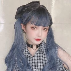 Juwas NEW ARRIVAL Metallic Blue Air Bangs Ombre Long Hair