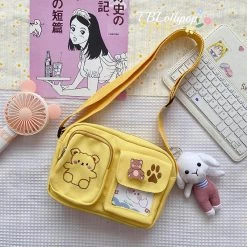 Juwas HOME&LIFESTYLE Bear Print Canvas Crossbody Bag