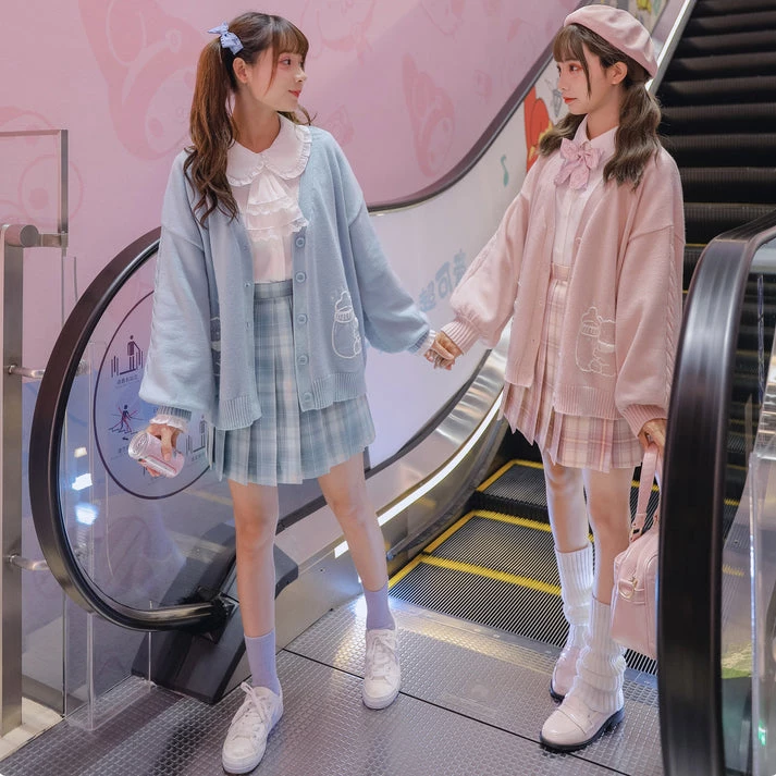 Juwas Kawaii Milk Bear Print Pastel Cardigan NEW ARRIVAL 7 Juwas Kawaii Milk Bear Print Pastel Cardigan NEW ARRIVAL