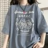 Juwas Summer Bear Letter Print Round Collar T-shirt