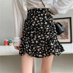Juwas NEW ARRIVAL Vintage Floral Print High Waist Skirt