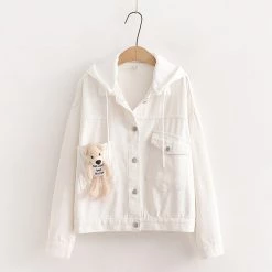 Juwas Bear Doll Pocket Denim Jacket