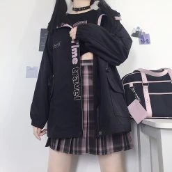 Juwas Black Pink Oversize Jacket Coat