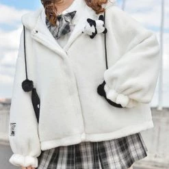 Juwas NEW ARRIVAL White Panda Cotton Hoodie Sweater Jacket