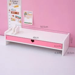 Juwas Kawaii Hearts Pink Wooden Desk Organizer