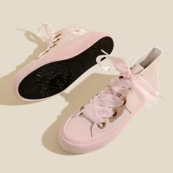 Juwas NEW ARRIVAL Pastel Ribbon Lace High Cut Sneakers