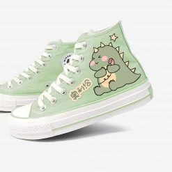 Juwas Cute Cartoon Green Little Dinosaur Canvas Sneaker 11 Juwas Cute Cartoon Green Little Dinosaur Canvas Sneaker