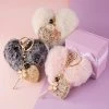 Juwas Chic Furry Heart Locket Keychain