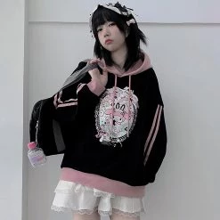 Juwas Cute Cartoon Print Warm Hoodie