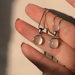 Juwas White Nephrite Silver Pendant Necklace NEW ARRIVAL