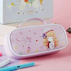 Juwas NEW ARRIVAL Sweet Smile Flower Girl Hardbound Pencil Case