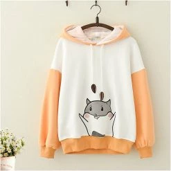 Juwas.com Online Store Kawaii Little Hamster Print Hoodie NEW ARRIVAL