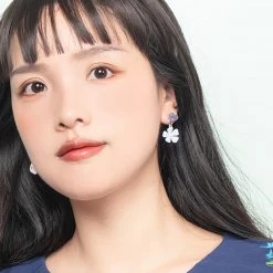 Juwas Fashion & Beauty Rabbit Flower 925 Sterling Silver Stud Earrings Ear Clip