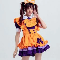 Juwas NEW ARRIVAL Cheeky Lolita Orange Front Bow Ruffled Mini Dress