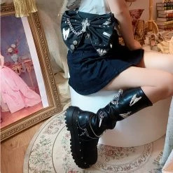 Juwas Gothic Metal Studs Chunky High Boots NEW ARRIVAL 11 Juwas Gothic Metal Studs Chunky High Boots NEW ARRIVAL