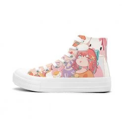 Juwas Kawaii Poi Poi Anime Girl Print High Cut Ankle Sneakers