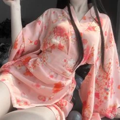 Juwas CLOTHING Sexy Cherry Blossom Yukata Set Costume