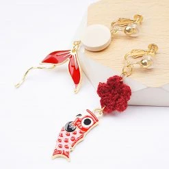 Juwas Red Koi Silver Earrings NEW ARRIVAL