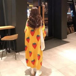 Juwas.com Online Store Cute Strawberry Loose Long Sweater Dress NEW ARRIVAL
