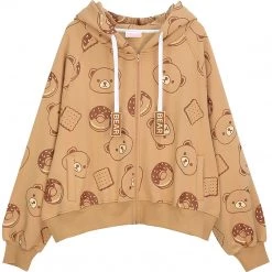 Juwas Dessert Bear Plus Fleece Loose Jacket NEW ARRIVAL