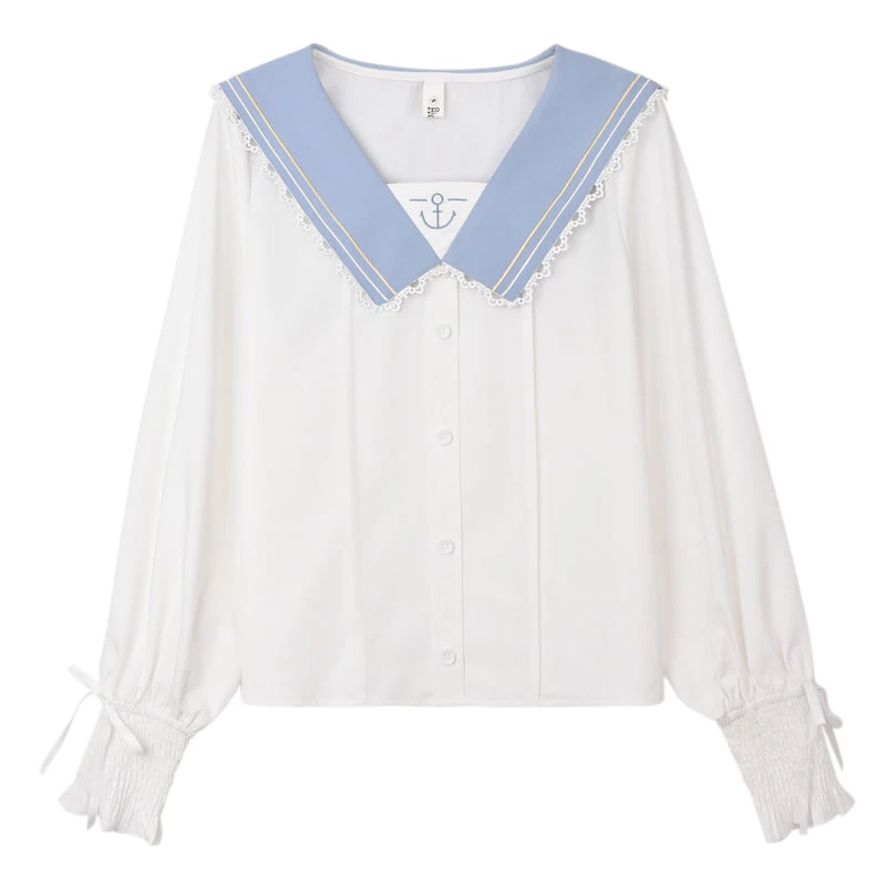 Juwas Kawaii Sailor Blue School Uniform Tops NEW ARRIVAL 4 Juwas Kawaii Sailor Blue School Uniform Tops NEW ARRIVAL