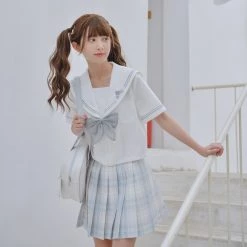 Juwas NEW ARRIVAL JK School Girl Navy Collar Top