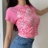 Juwas Pink Leopard Print Short T-shirt