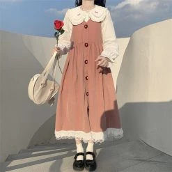 Juwas CLOTHING Japanese Vintage Long Sleeve Maxi Dress