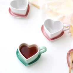 Juwas NEW ARRIVAL Heart Ceramic Coffee Cup And Saucer