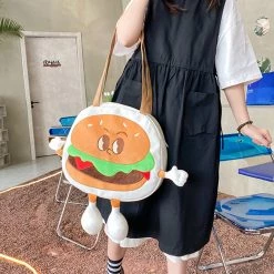 Juwas Cartoon Hamburger Shoulder Bags