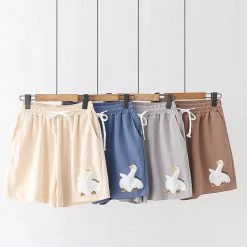 Juwas CLOTHING Cartoon Duck Embroidery Pocket Shorts