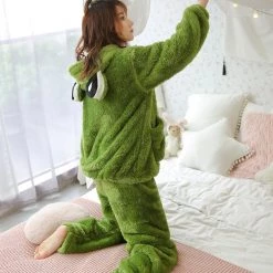 Juwas CLOTHING Adorkable Green Frog Plush Onesie Pajama