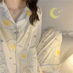 Juwas Egg Printed Long Sleeve Pajama Set