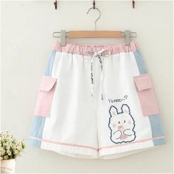 Juwas NEW ARRIVAL Cartoon Rabbit Print Bowknot T-shirt Shorts Set