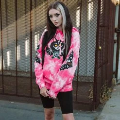 Juwas CLOTHING Gothic Bat Print Pocket Hoodie