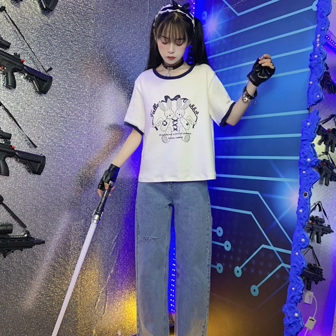 Juwas Cute Double Bunny Stitch Loose T-Shirt NEW ARRIVAL 6 Juwas Cute Double Bunny Stitch Loose T-Shirt NEW ARRIVAL